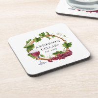 Watercolor Grape Vines Wreath Name Wine Cellar