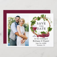 Watercolor Grape Vines Wreath Photo Burgundy