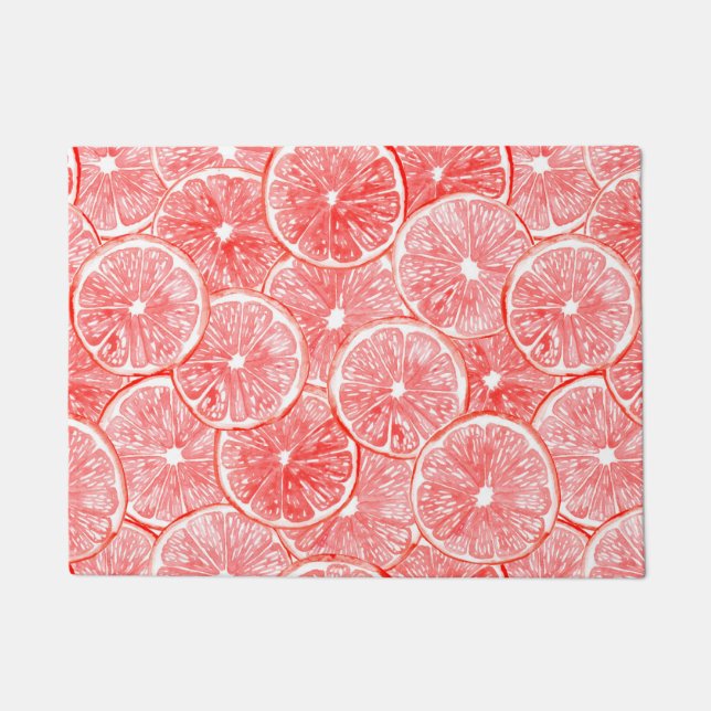 Watercolor grapefruit slices pattern doormat (Front)