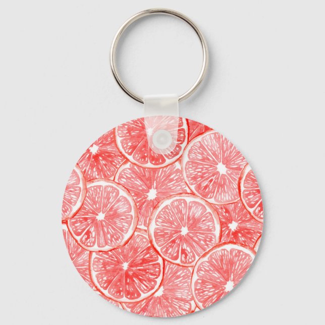 Watercolor grapefruit slices pattern key ring (Front)