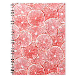 Watercolor grapefruit slices pattern spiral notebook