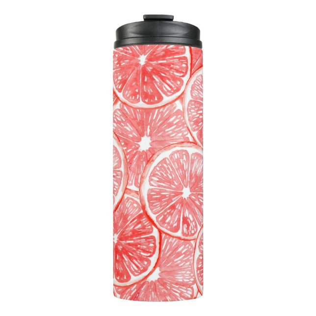 Watercolor grapefruit slices pattern thermal tumbler (Front)