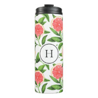 Watercolor Grapefruits Pattern Monogram