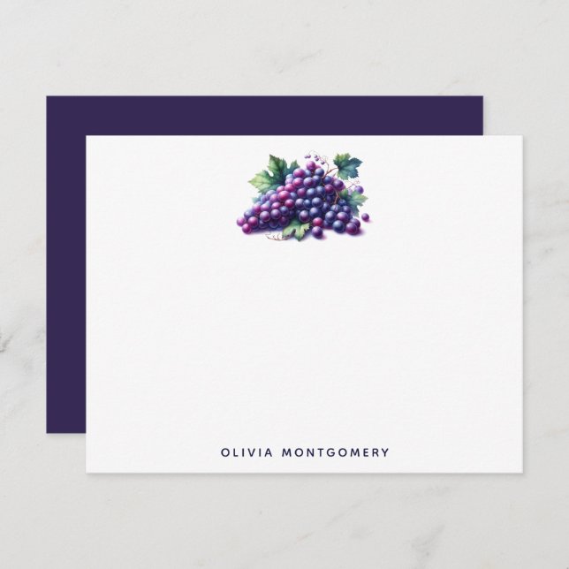 Watercolor Grapes Custom Name Personal Card (Front/Back)