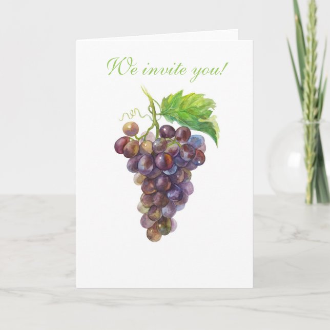 Watercolor Grapes Invitation (Front)