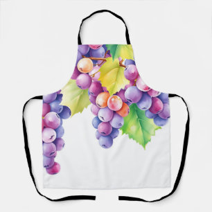 Watercolor Grapes on Clean White Background Apron