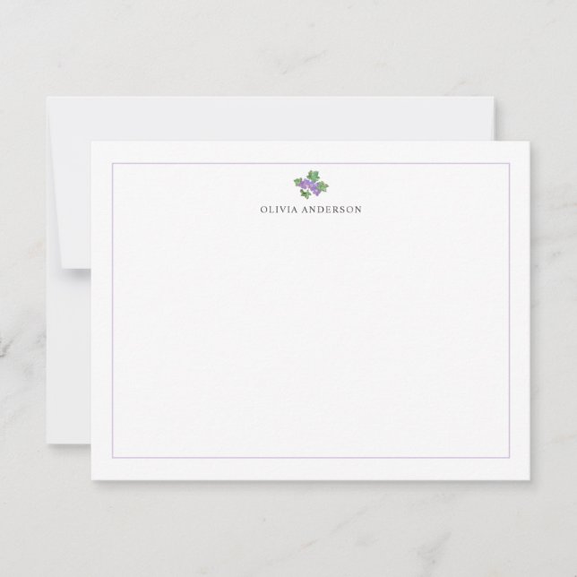 Watercolor Grapes Purple Border Personalized Card (Front)