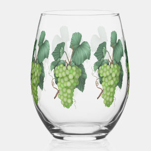 Watercolor Grapes White Wine Stemless Wine Glass