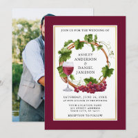 Watercolor Grapes Wreath Photo Burgundy Wedding