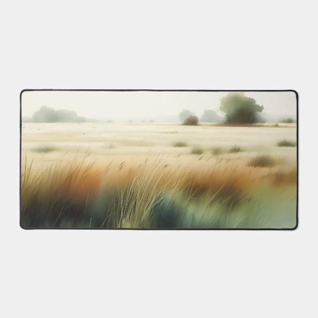 Watercolor grassy plains desk mat (Front)