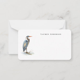 Watercolor Great Blue Heron bird Little Card