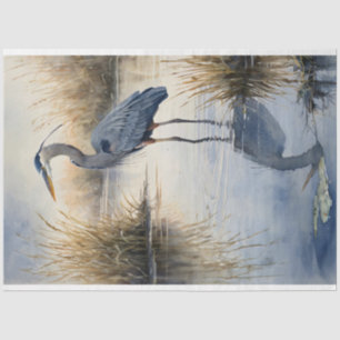 Watercolor Great Blue Heron Decoupage Tissue Paper