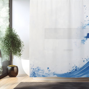 Watercolor Great Wave Japanese Style Shower Curtain