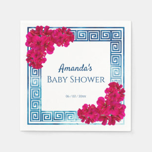 Watercolor Grecian Elegance + Pink Baby Shower Napkin