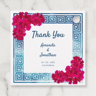 Watercolor Grecian Elegance + Pink Flowers Favour Tags