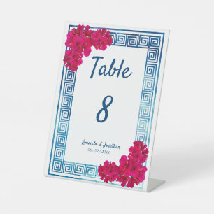 Watercolor Grecian Elegance + Pink Table Number Pedestal Sign