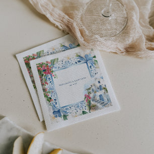 Watercolor Greece   Wedding  Napkin