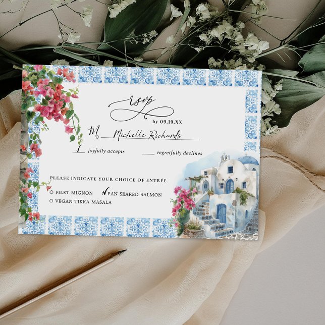 Watercolor Greece | Wedding RSVP Card (Creator Uploaded)