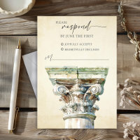 Watercolor Greek Column Wedding RSVP Response Card