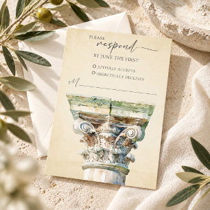 Watercolor Greek Column Wedding RSVP Response Card