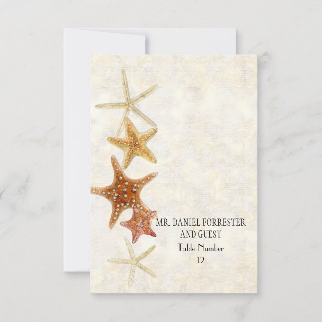 Watercolor Greek Key PatternStarfish Beach Wedding Invitation (Front)