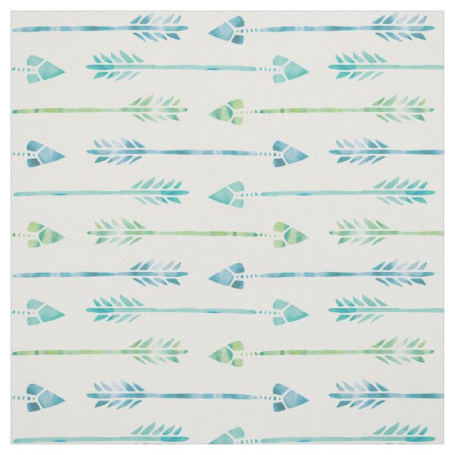 Watercolor Green and Blue Arrows Fabric (Swatch)