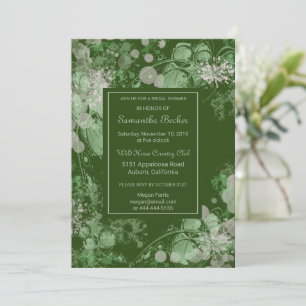 Watercolor Green and Pink Botanical Bridal Shower Invitation
