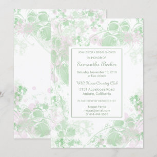 Watercolor Green and Pink Botanical Bridal Shower Invitation