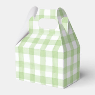 Watercolor Green and White Gingham Crest Favour Box
