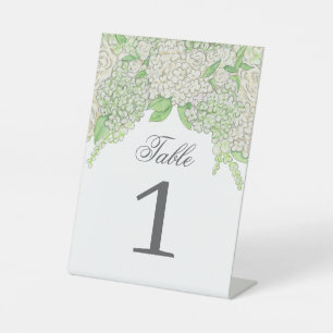 Watercolor Green and White Hydrangea Wedding Pedestal Sign