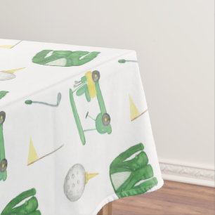 Watercolor Green and Yellow Golf Tournament  Tablecloth