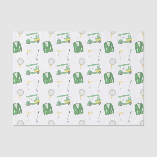 Watercolor Green and Yellow Golf Tournament  Tissue Paper (Front)