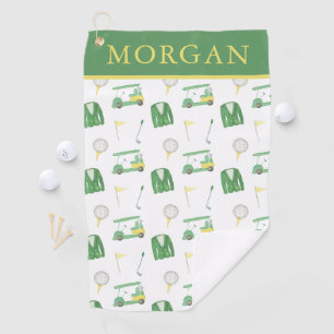 Watercolor Green and Yellow Golf Tournament Towel