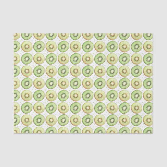 Watercolor Green and Yellow Kiwi Slices  Tissue Paper (Front)