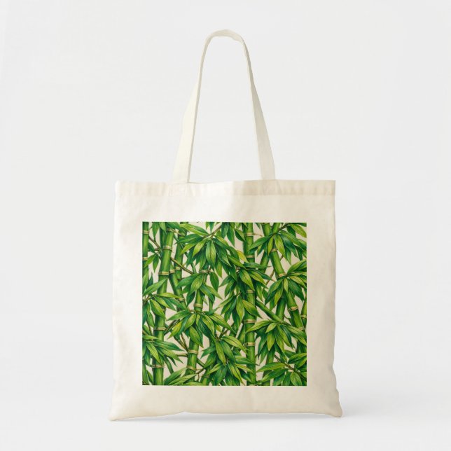 Watercolor Green Bamboo Botanical Pattern Tote Bag (Front)