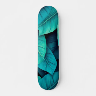 Watercolor Green Banana Foliage Pattern Skateboard