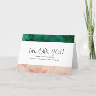 Watercolor Green Blush Pink Formal Modern Wedding Thank You Card