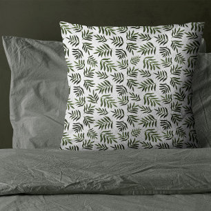 Watercolor green branches pattern cushion