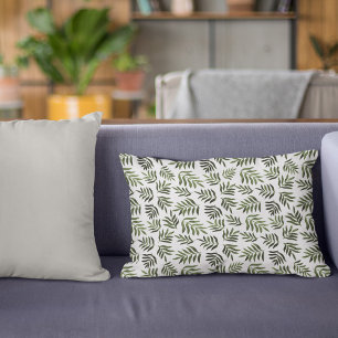 Watercolor green branches pattern decorative cushion