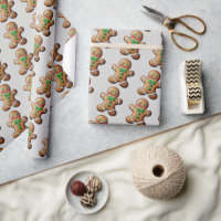 Watercolor Green & Brown Gingerbread Man Pattern