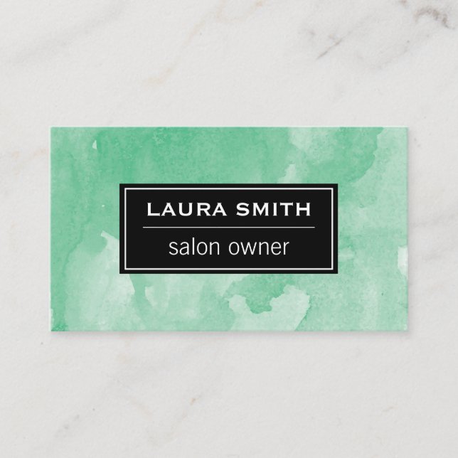 Watercolor Green Business Card (Front)