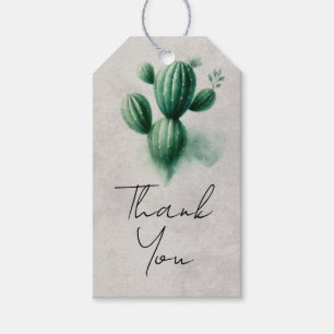 Watercolor Green Cactus Grey Southwest Wedding Gift Tags