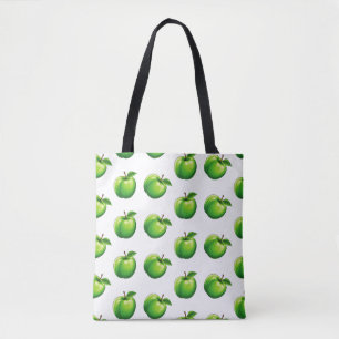 Watercolor Green Cartoonish Seamless Apple Pattern Tote Bag