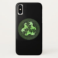 Watercolor Green Celtic Knot Ring with Horses
