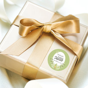 Watercolor Green Clivia Floral Bridal Shower Classic Round Sticker