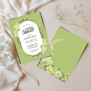 Watercolor Green Clivia Floral Bridal Shower Invitation