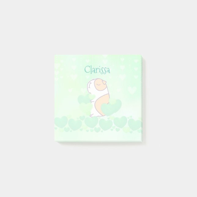 Watercolor Green Cute Custom School Office Post-it Notes (Front)