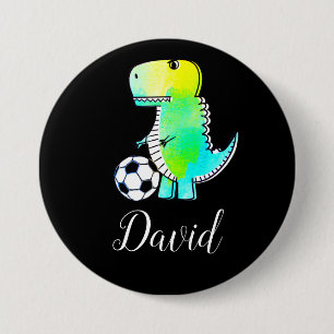 Watercolor Green Dinosaur With Custom Name 7.5 Cm Round Badge