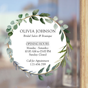 Watercolor Green Eucalyptus Leaves Opening Times