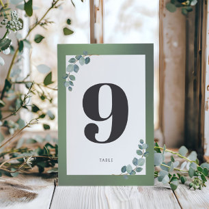 Watercolor Green Eucalyptus Table Number